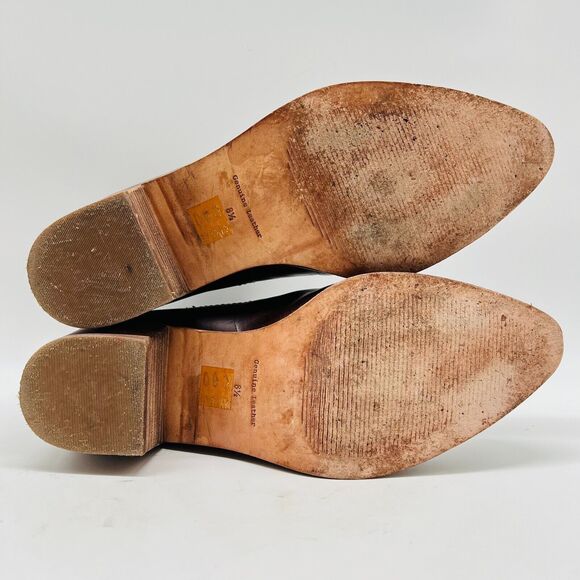 Madewell Boots Womens 8.5 Brown Leather Ankle Western Block Heel Festival Shoes - Picture 10 of 12